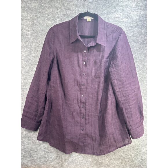 Coldwater Creek Womens Large Purple Textured Button Down Shirt Large (14-16) - Picture 1 of 4